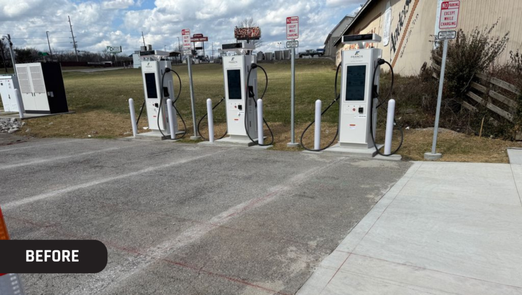 Before EV Charging Bay Markings for Amteck Electrical Contractor in Glasgow, KY