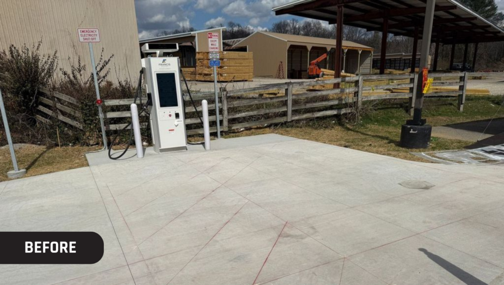 Before EV Charging Bay Markings Project for Amteck Electrical Contractor in Glasgow, KY