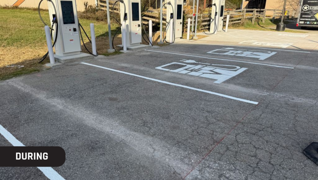 During EV Charging Bay Markings for Amteck Electrical Contractor in Glasgow, KY