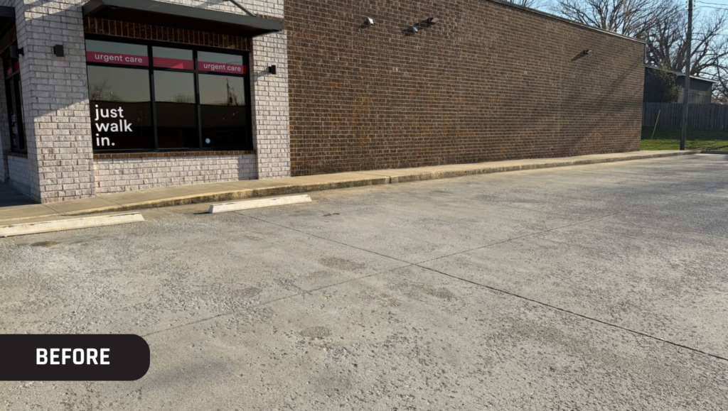 Before Line Striping Project for Fast Pace Health in Leitchfield, KY