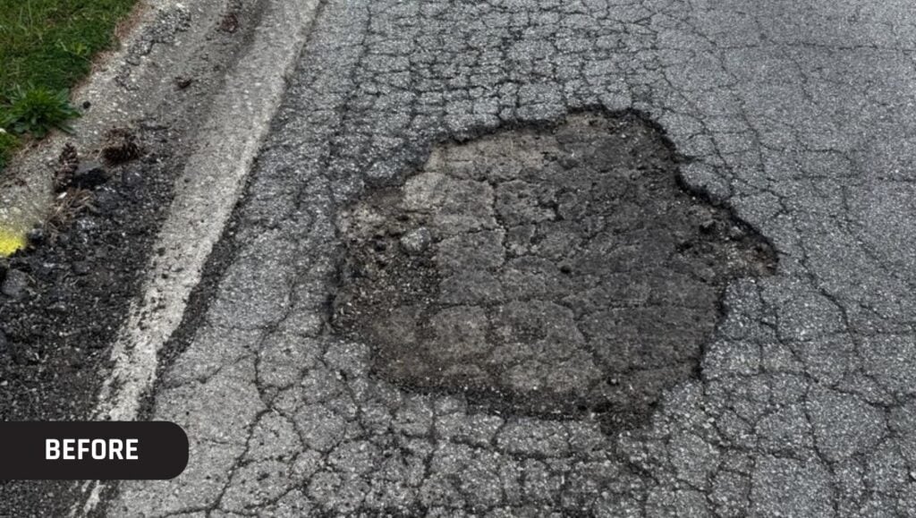 Before Pothole Repair in Rolling Hills, KY