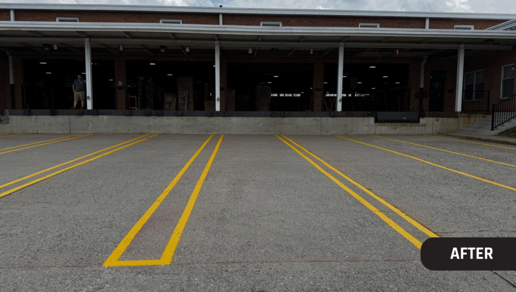 AfterLine Striping for Louisville Overstock Warehouse in Louisville, KY
