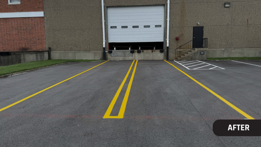 AfterLine Striping Work for Louisville Overstock Warehouse in Louisville, KY