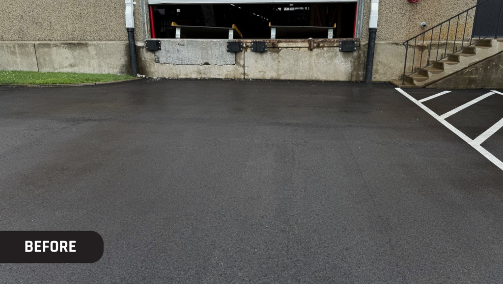 Before Line Striping Project for Louisville Overstock Warehouse in Louisville, KY