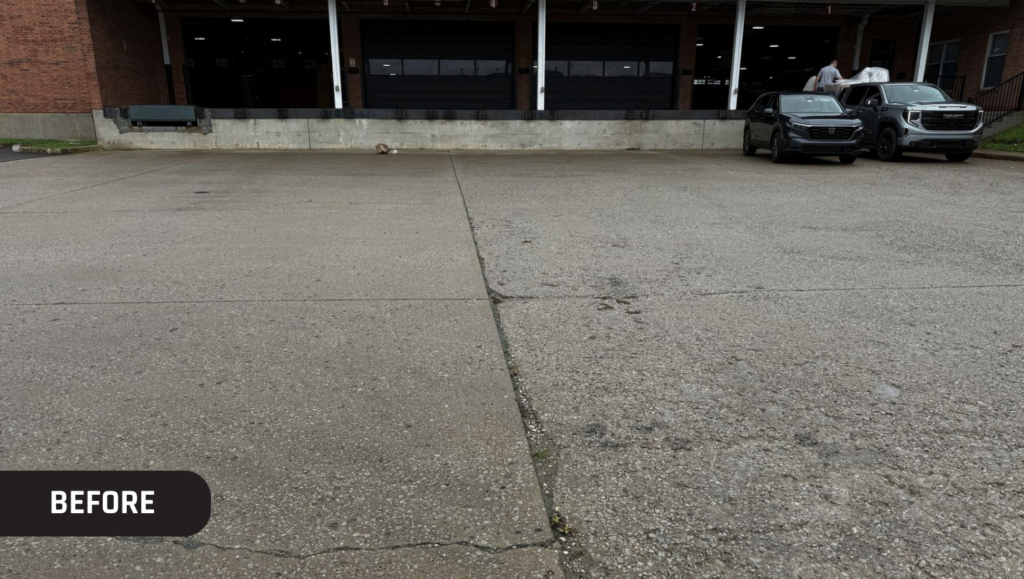 Before Line Striping Work for Louisville Overstock Warehouse in Louisville, KY