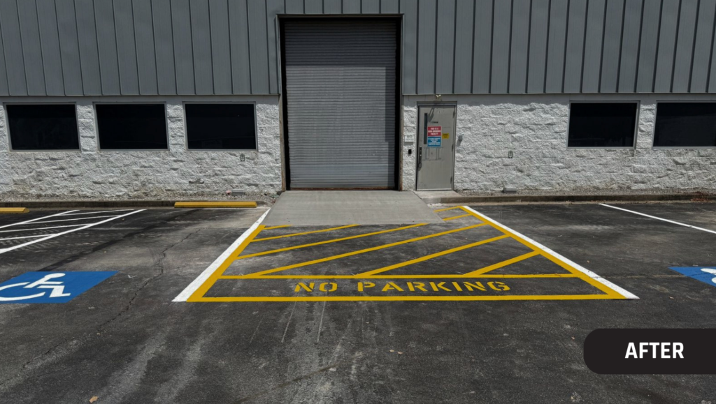 After Line Striping Project for Justbid Warehouse in Lexington, KY