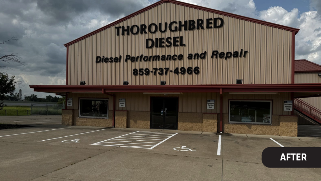 After Line Striping Project for Thoroughbred Diesel in Winchester, KY