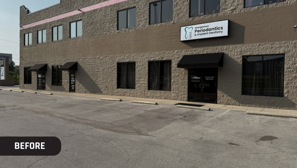 Before Line Striping for Dr. Rebecca Baker in Georgetown, KY