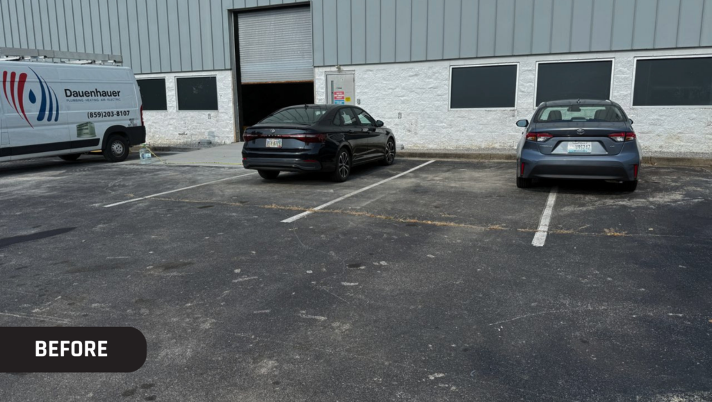 Before Line Striping Project for Justbid Warehouse in Lexington, KY