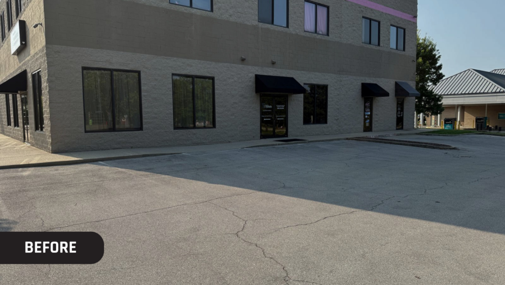 Before Line Striping Work for Dr. Rebecca Baker in Georgetown, KY
