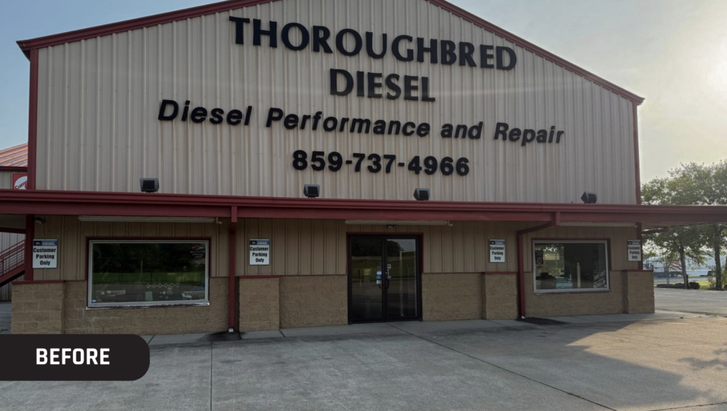 Before Line Striping Work for Thoroughbred Diesel in Winchester, KY