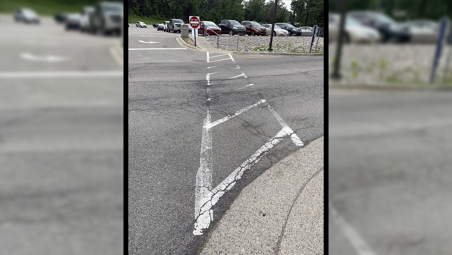 faded crosswalk at medical center