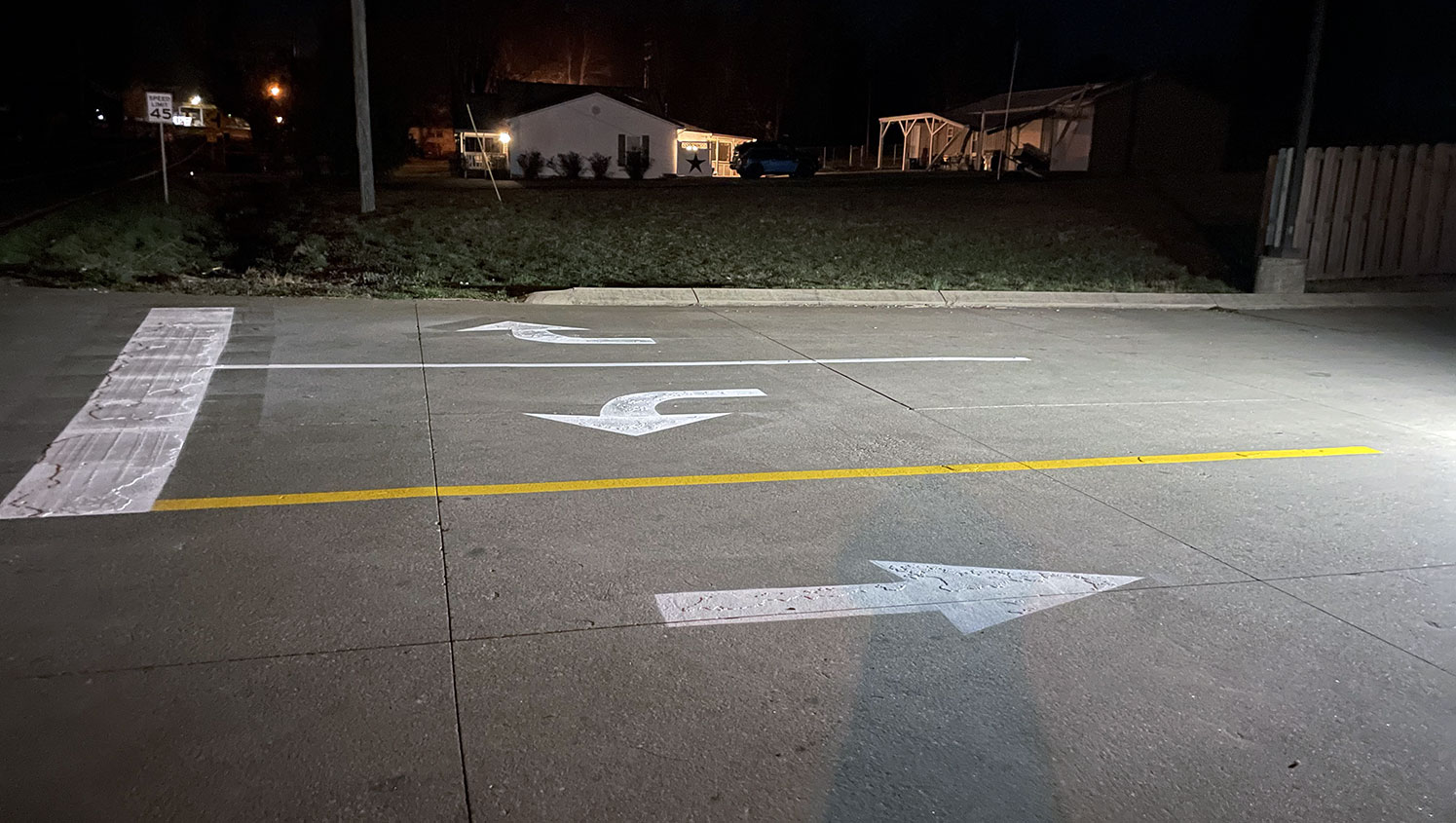 re-striped parking lot arrows
