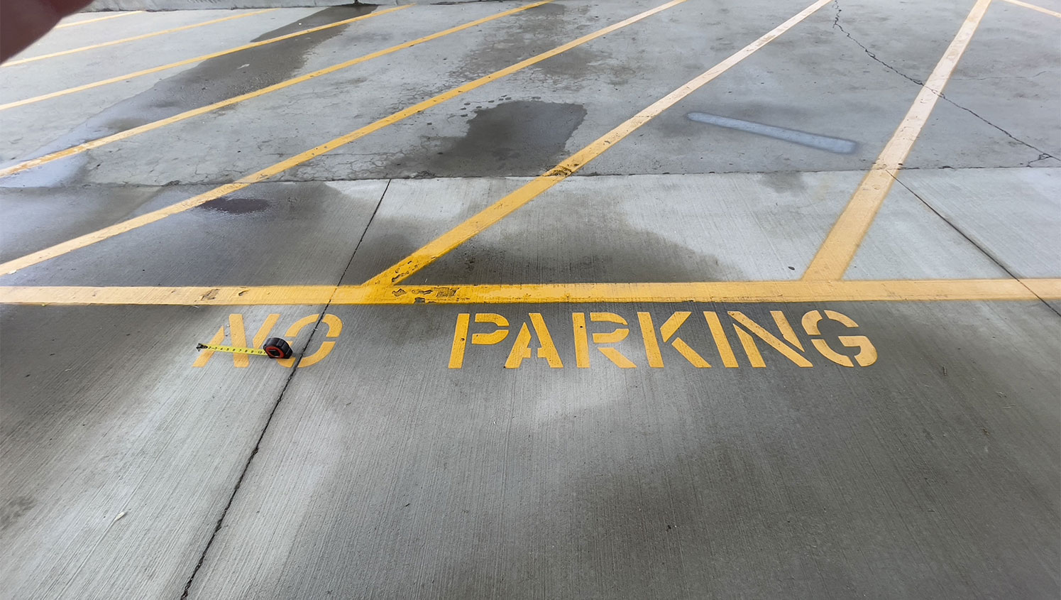 old “no-parking” lettering