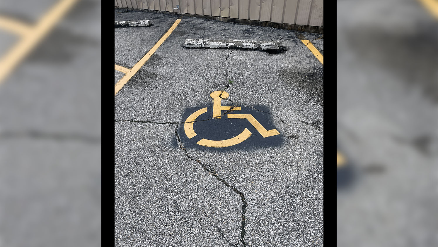 yellow ADA-compliant parking stall