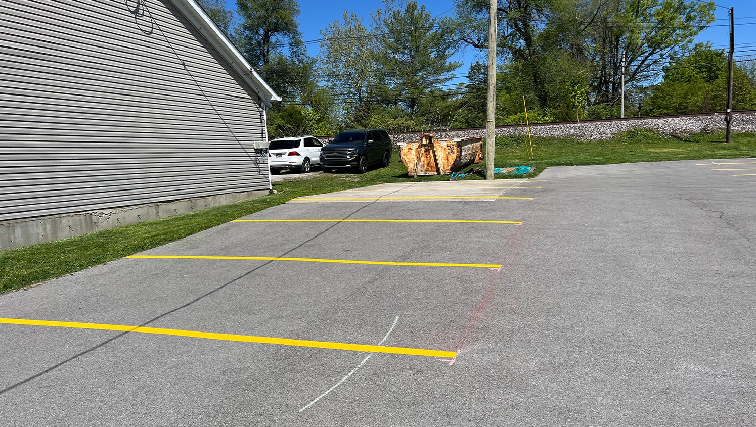 fresh painted parking lot lines