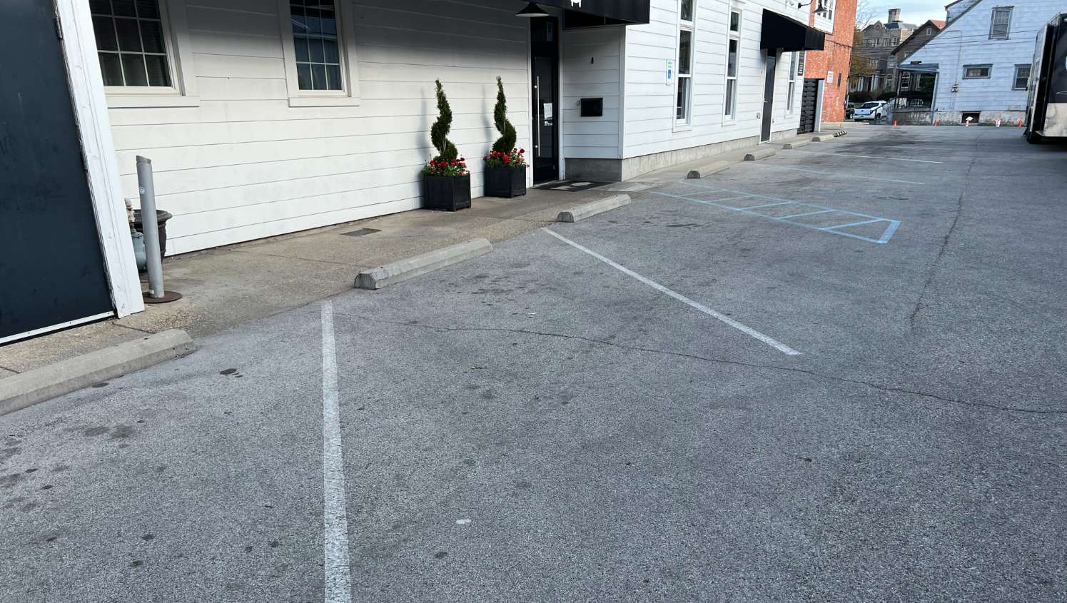 before view of parking lot striping in louisville, ky