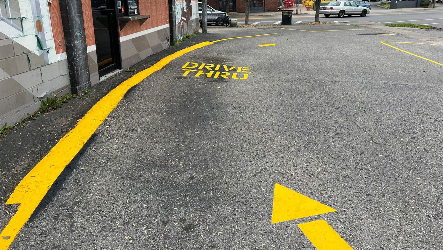 parking lot striping project in Louisville, KY