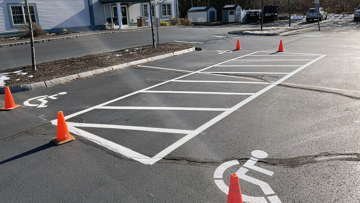 re-striped ADA accessible parking spaces