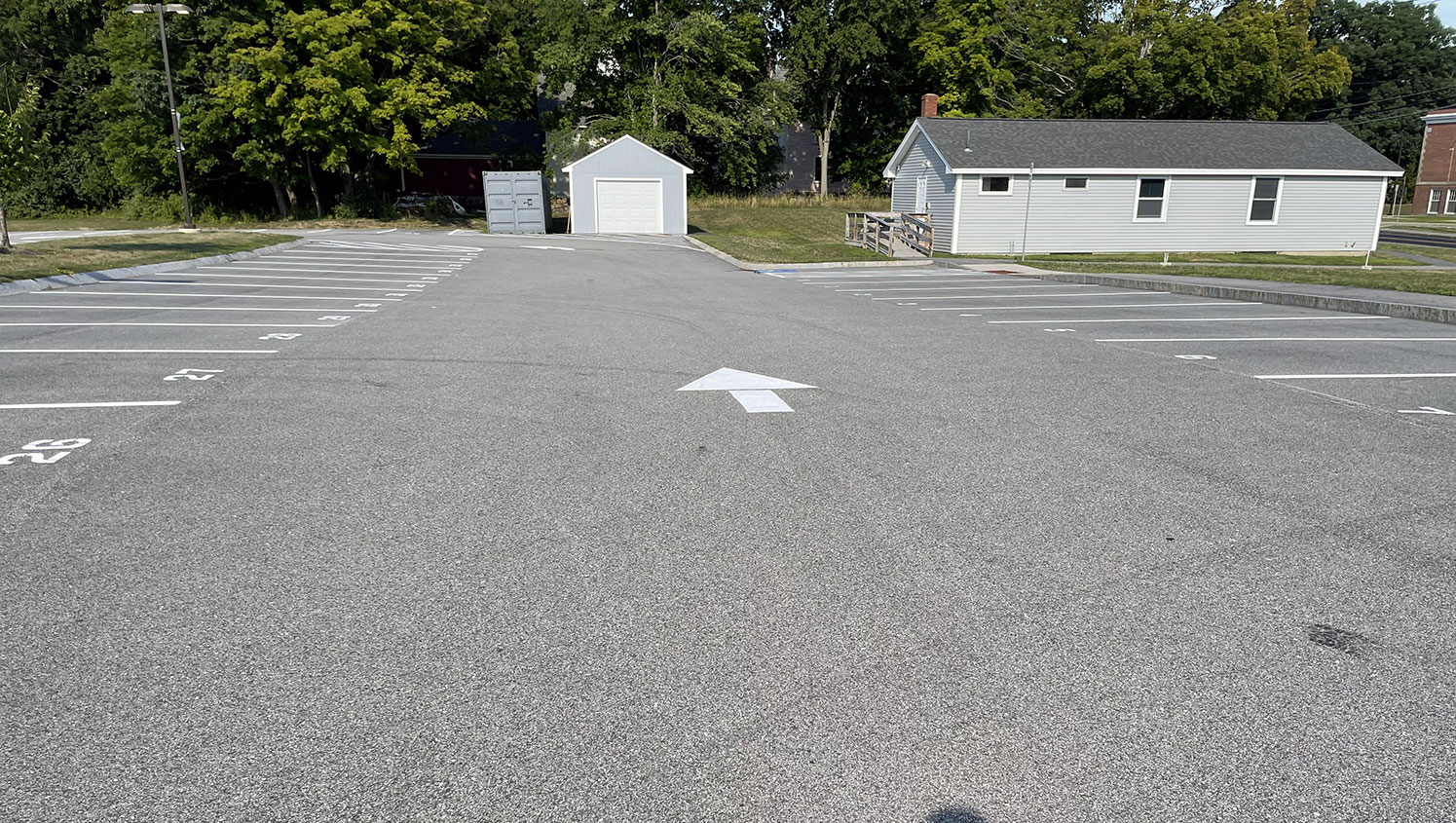 re-striped arrow in parking lot