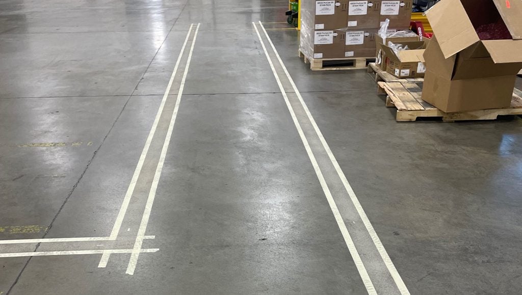 warehouse floor markings before getting painted