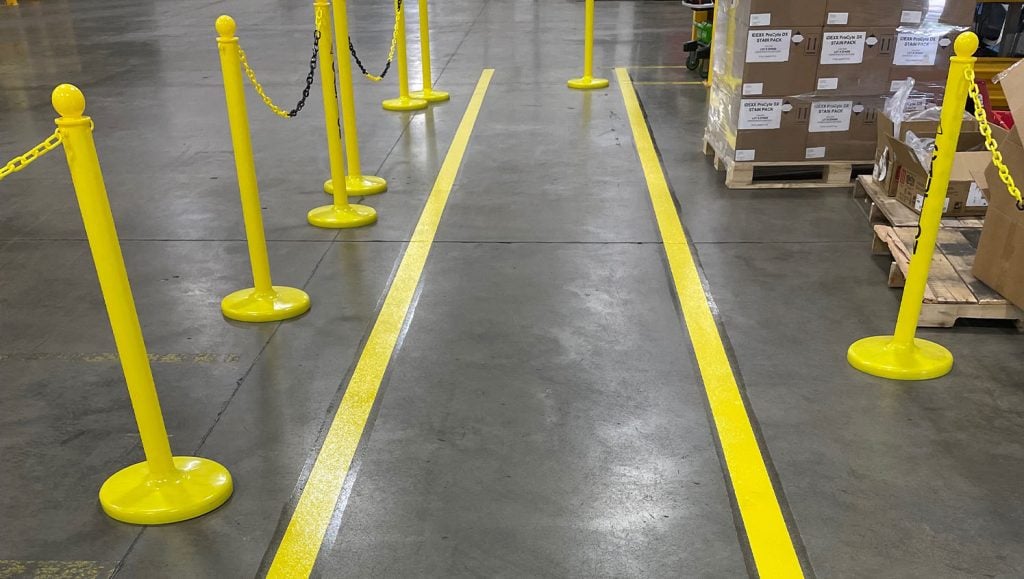 IDEXX warehouse floor markings before paint