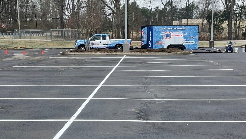 Stryker Medical parking lot freshly painted