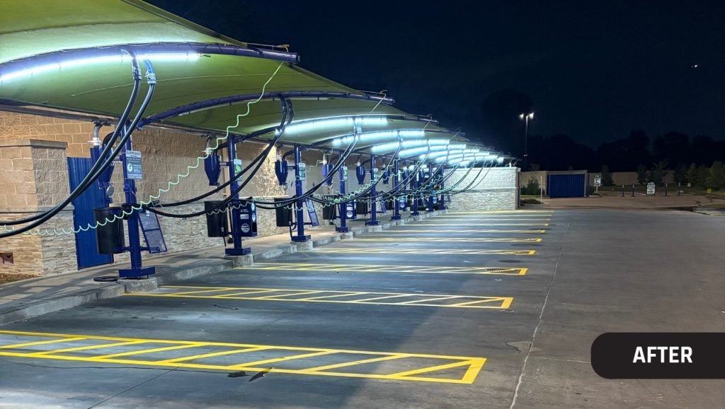Glide Express Car Wash parking lot freshly painted