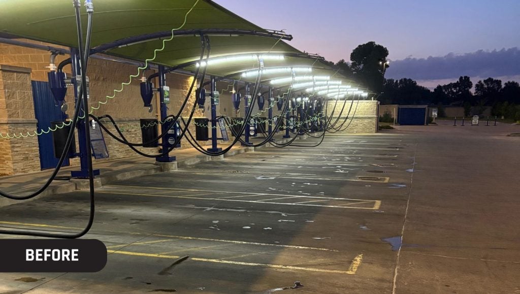 faded lines at Glide Express Car Wash