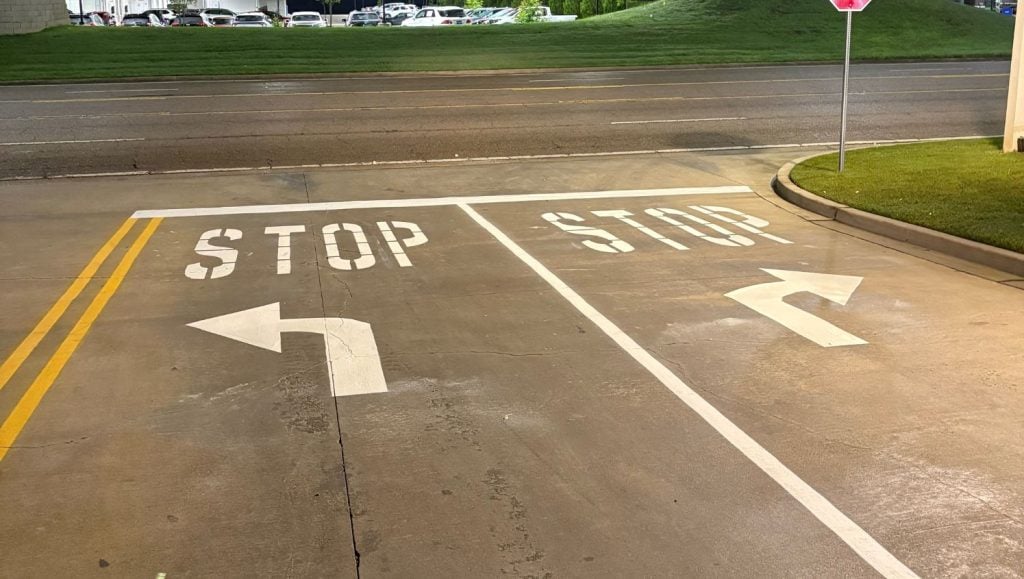 Glide Express Car Wash parking lot freshly painted