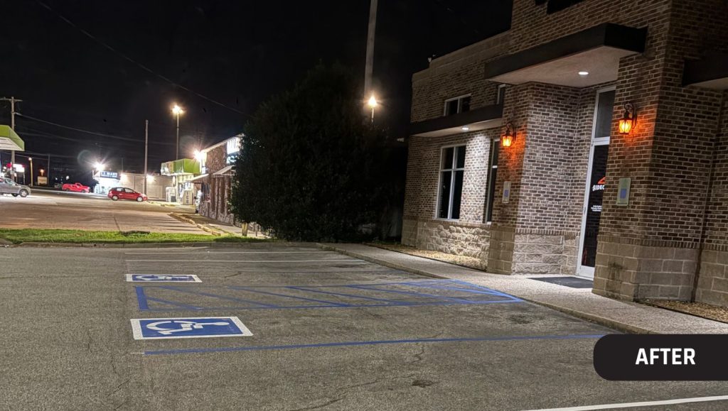Sidecar Cafe parking lot freshly painted