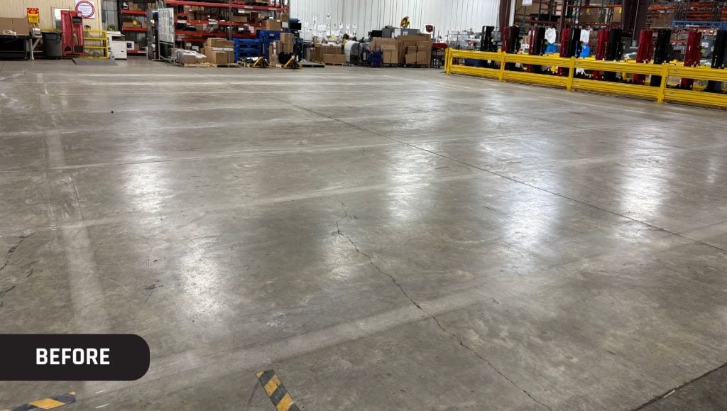 Hunter Engineering warehouse before floor markings were painted