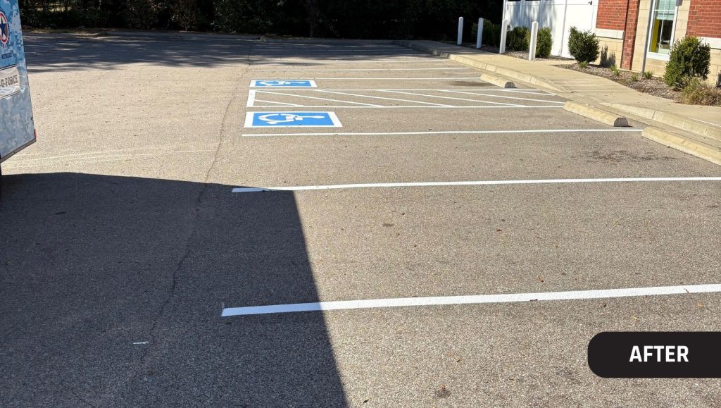 ada compliance parking spots freshly painted for The Learning Experience parking lot