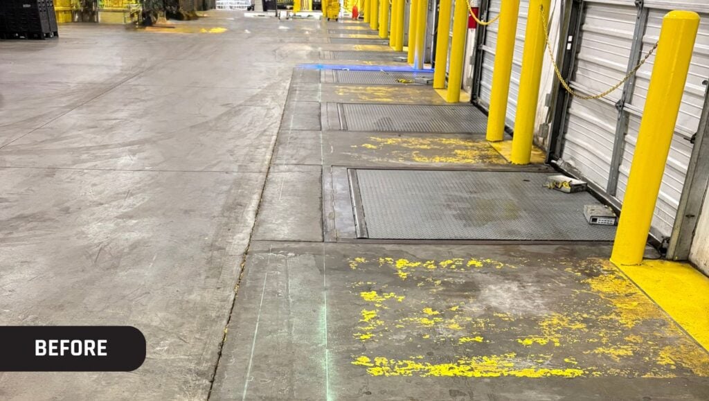Dr Pepper Keurig warehouse with faded line markings