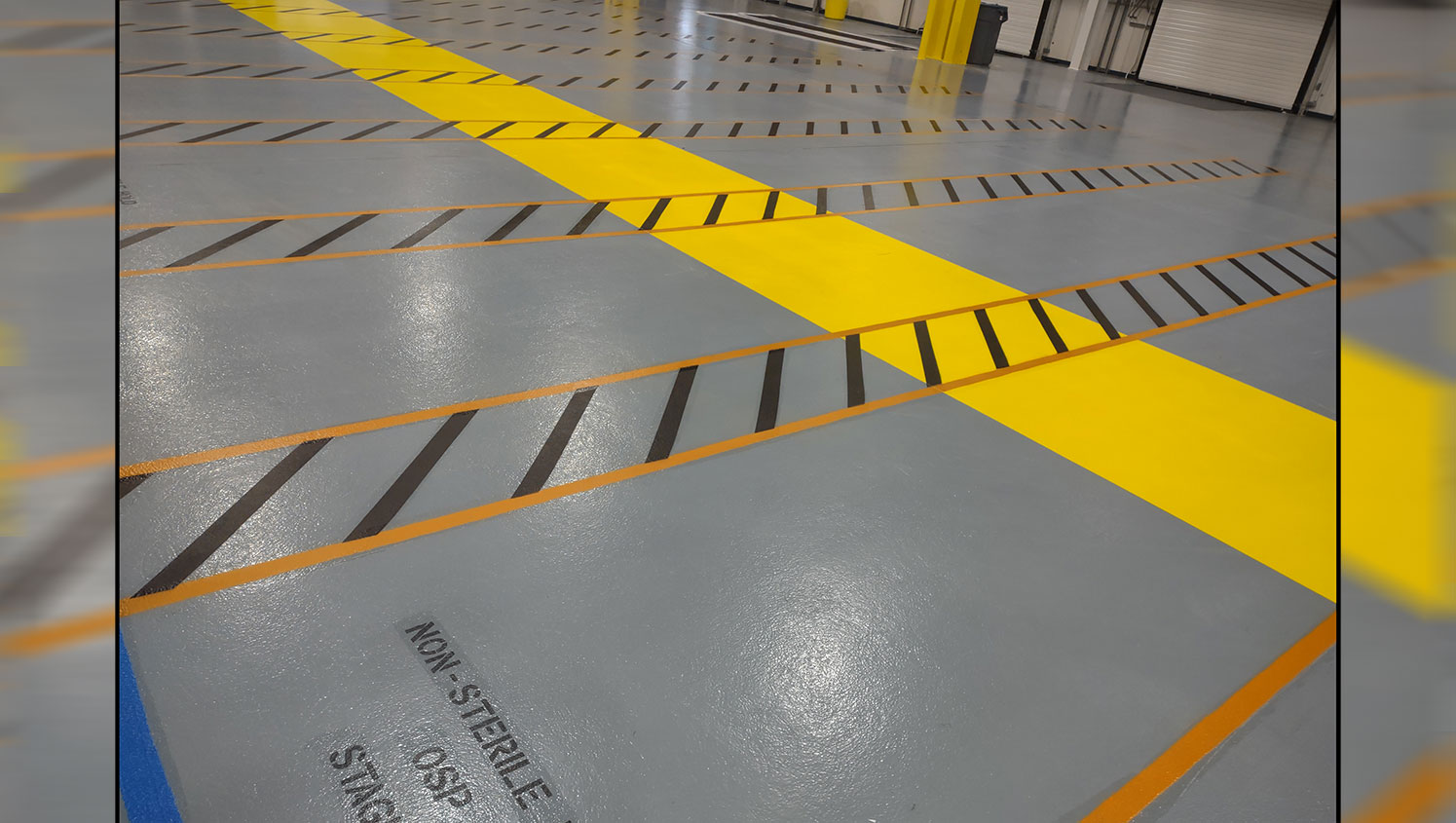 lanes painted in warehouse staging area