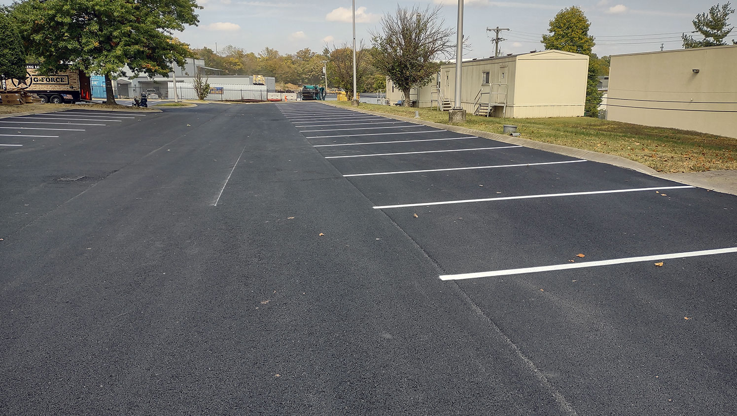 new line striping in shriners lot