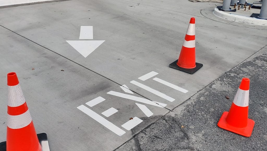 freshly striped directional arrows