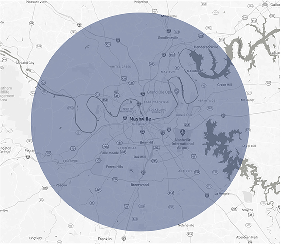 Nashville Cover Area Map