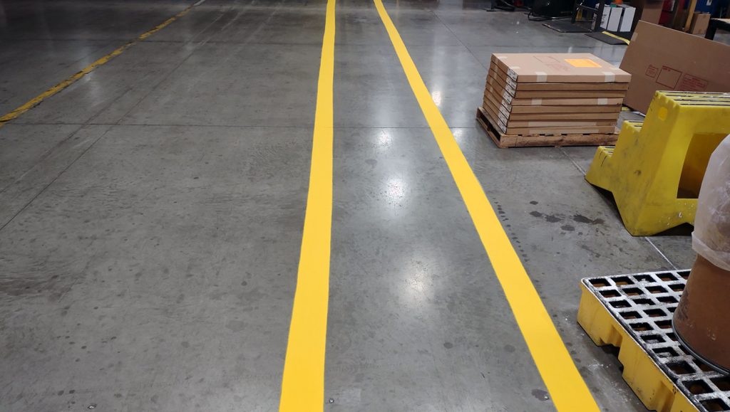 newly striped safety hazard