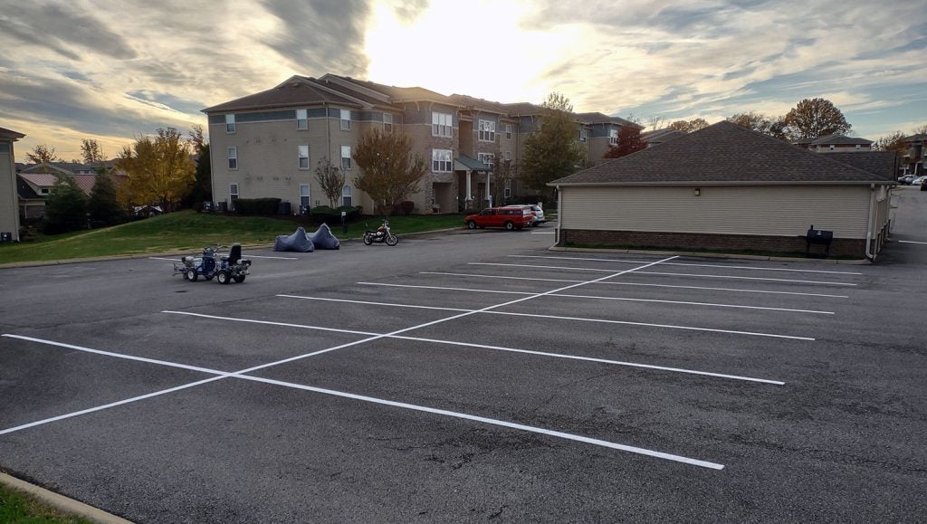 newly striped parking stall lines