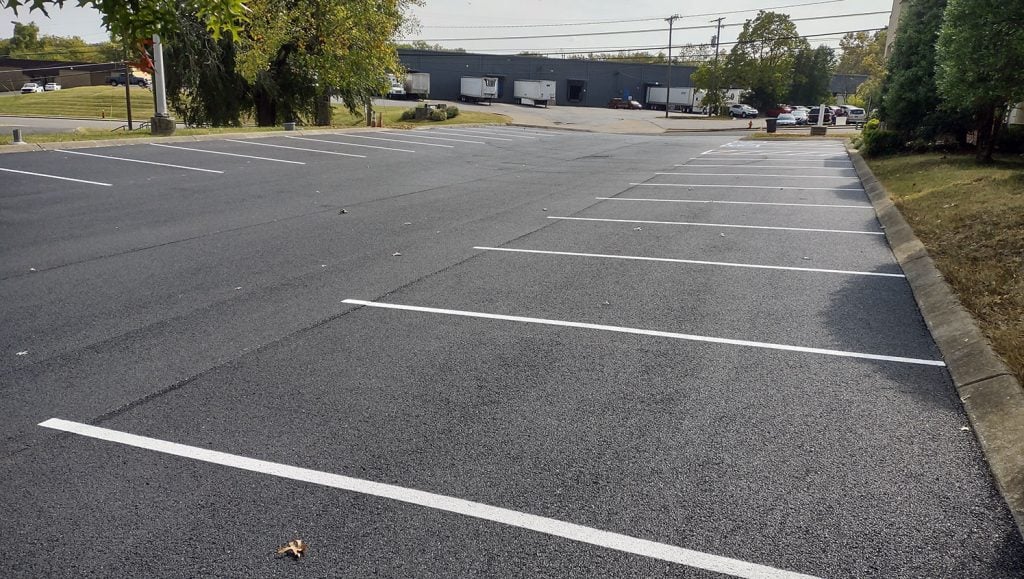 new line striping in shriners lot