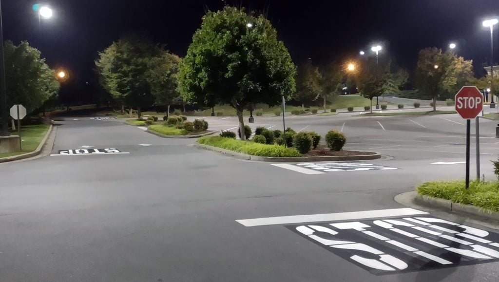 freshly striped STOP cue