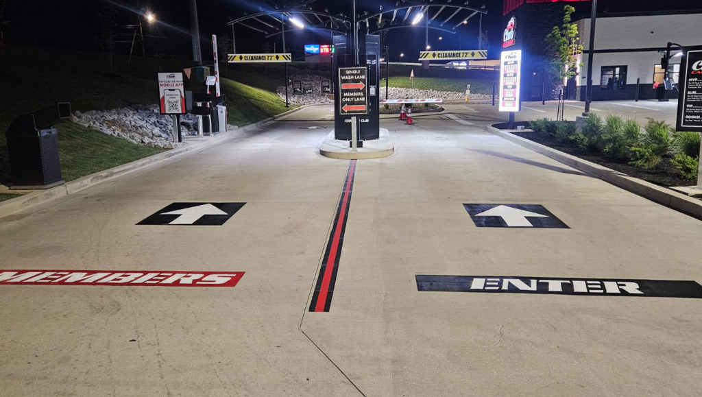 Line Striping for Club Car Wash in Clarksville, TN