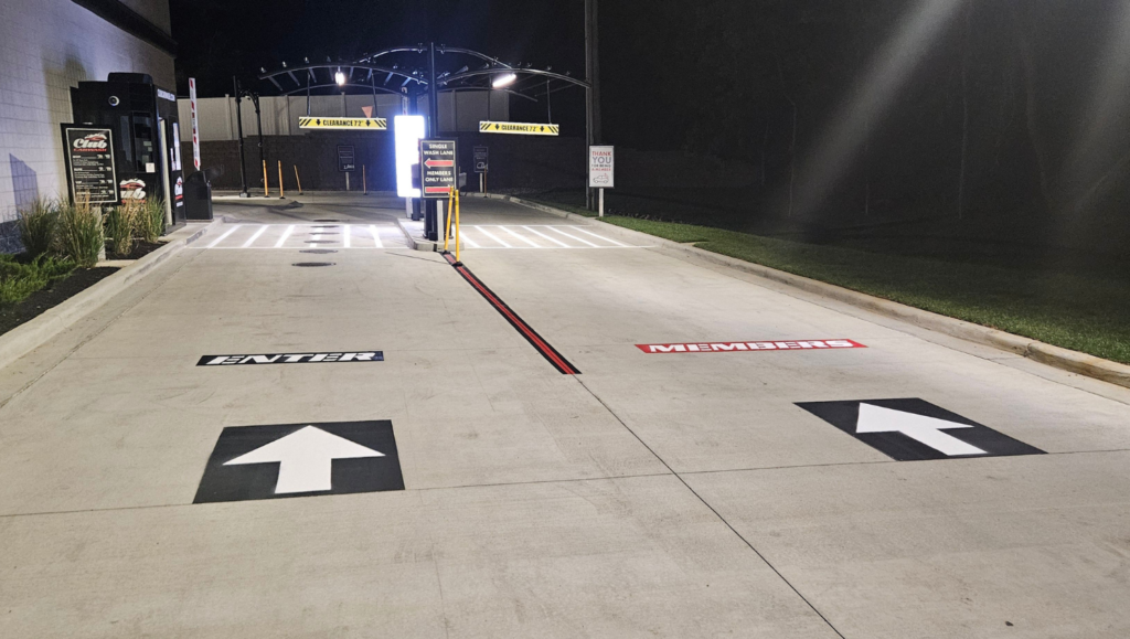 Line Striping Work for Club Car Wash in Clarksville, TN