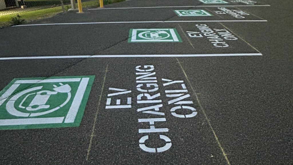 parking spots freshly painted for DSM Firmenich parking lot