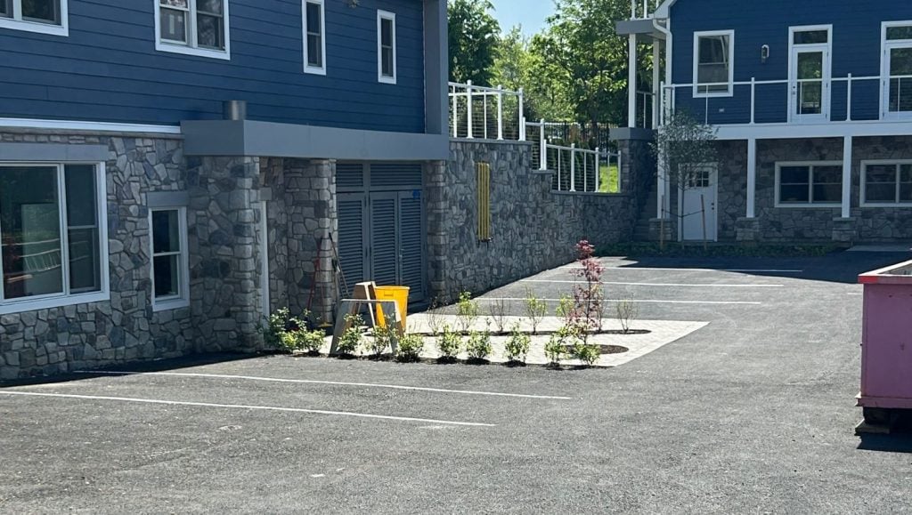parking lot freshly painted for Disousa Contracting parking lot