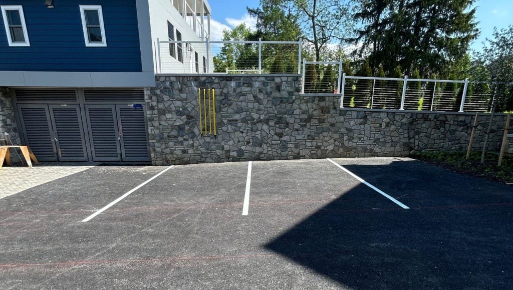 parking spots freshly painted for Disousa Contracting parking lot
