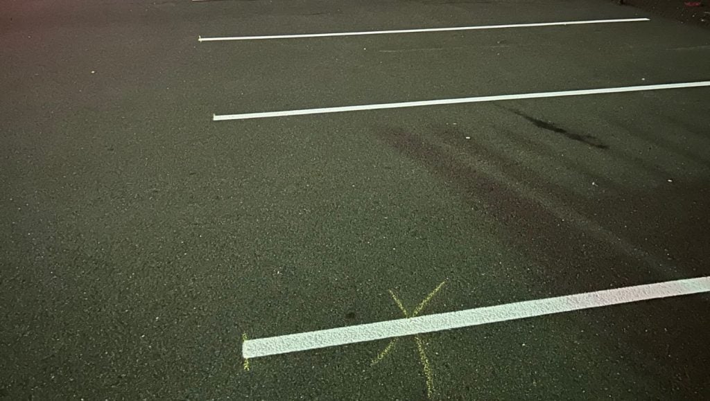 parking spots freshly painted for EDA warehouse