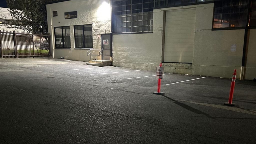 freshly painted parking spots for EDA parking lot