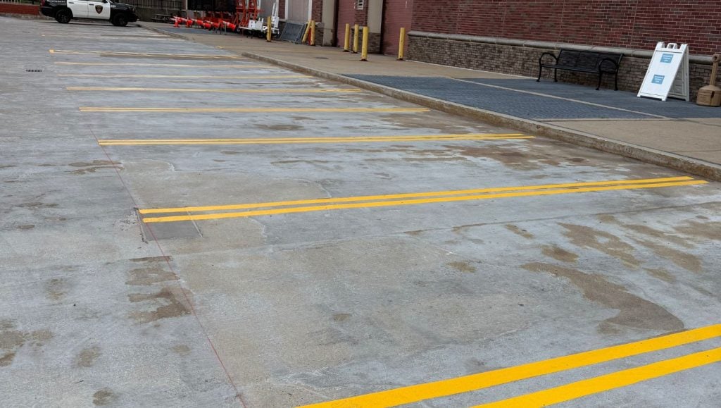 city hall parking spots freshly painted